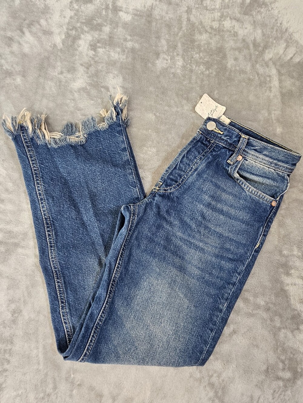NWT Free People We The Free Maggie Mid Rise Straight In Sequoia Blue S - Size 24